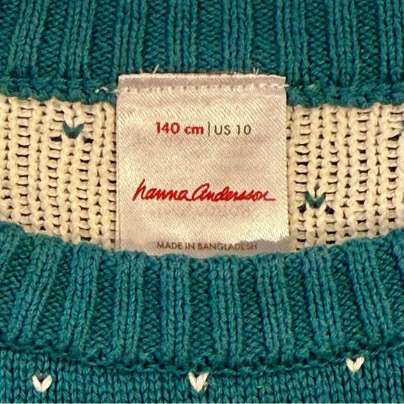 Hanna Andersson Fair Isle Sweater Boys 10 Girls Christmas Cotton Green Trees - Picture 3 of 5